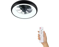 Fantiluxe - Saga - Plafondventilator met verlichting - Zwart - Ø40cm - Afstandsbediening - Met lamp - Plafond ventilator - Slaapkamer