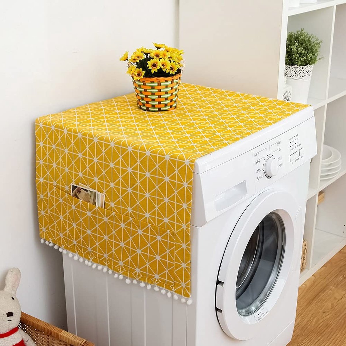 Dailygoods- Stofhoes Elegant Design - Stofhoes Koelkast - Stofhoes Wasmachine - Stofhoes Tafel - Stofhoes Kast - Katoen/Linnen Materiaal - Beschermhoes
