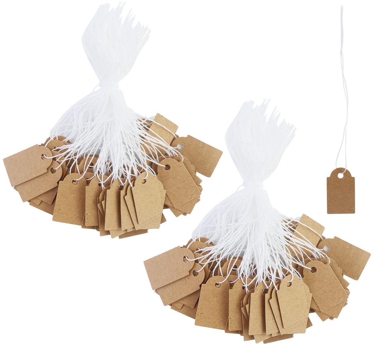 Dailygoods- Prijskaartjes 200 Stuks - Mini-prijskaartjes 15 x 25 mm - Hangers met Elastisch Koord - Dubbelzijdig Ontwerp - Markeringsetiketten voor Sieraden - Kraftpapier - Etiketten
