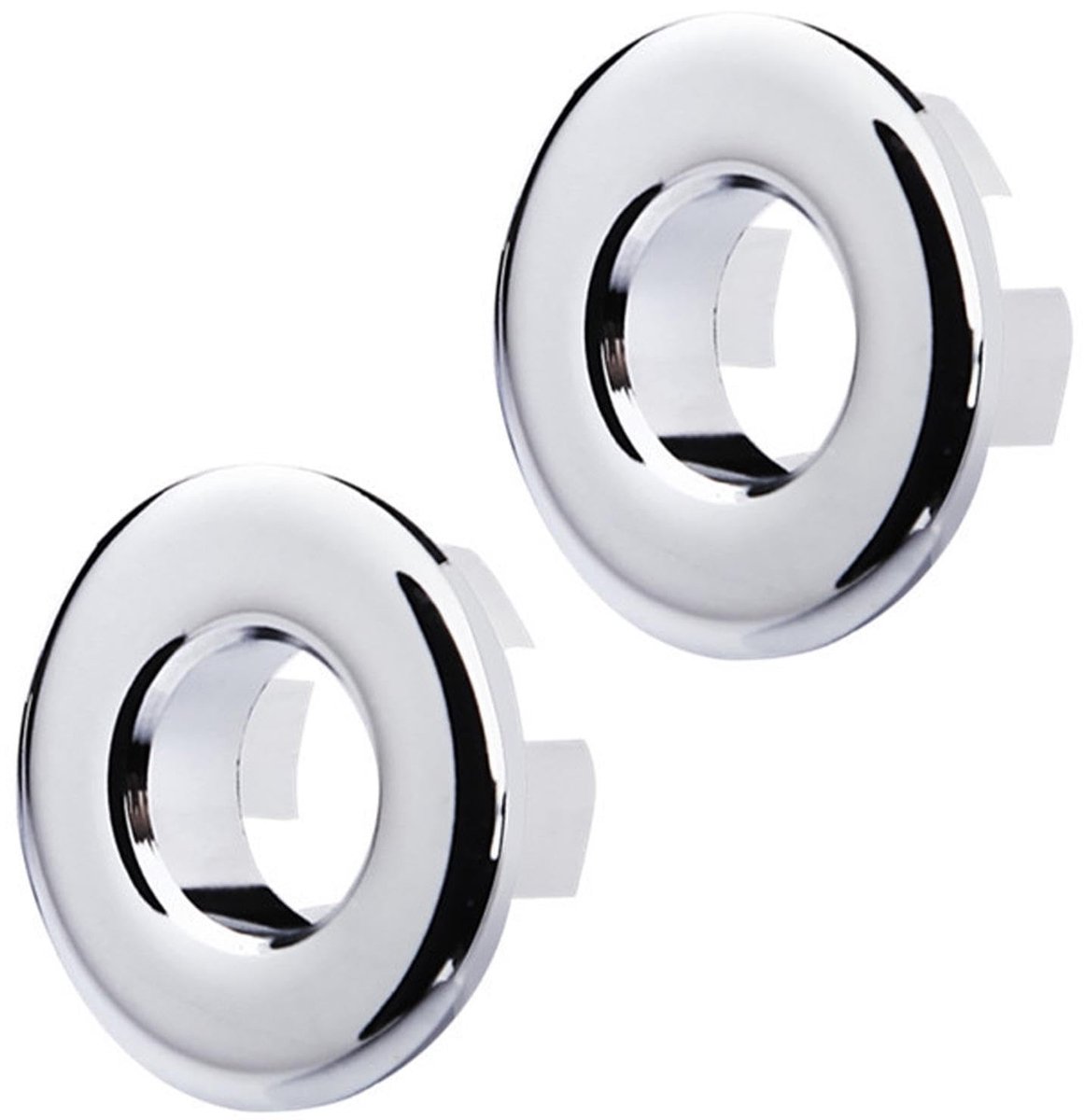 Dailygoods- Overloopafdekking Zilver - Wastafel Overloop Ring - Gootsteen Overloopring - 2 Stuks - Ø 22-24 mm Opening - Hoogwaardig Koper
