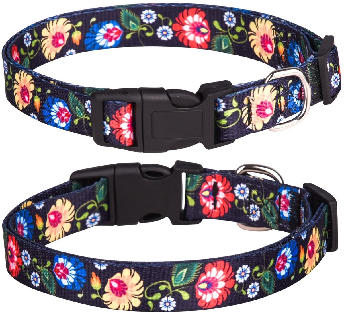 Dailygoods- Halsband Zacht Verstelbaar - Hondenhalsband - Hondenhalsband Met Bloemen - Duurzaam Polyester - Maat L 38-61 cm - Geschikt Voor Kleine/Middelgrote Honden