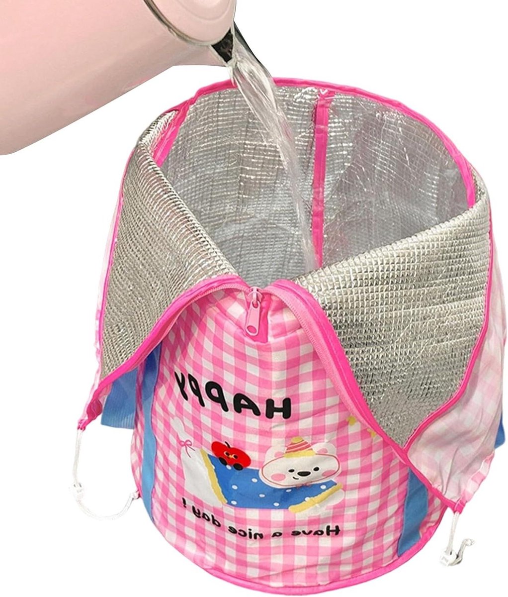 Voetenbad Emmer - Opvouwbaar Voetenbad - Ontspanning Thuis - Lekvrij Ritsdeksel - 66 x 32 cm - Roze