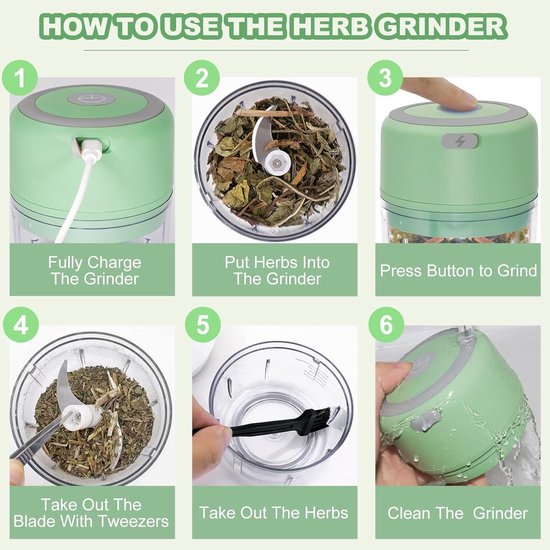 Vleesmolen electrisch - Knoflook hakker - Multihakker - TENZHVXI® - Compact - USB oplaadbare - 100 ml - Groen van TENZHVXI — afbeelding 3
