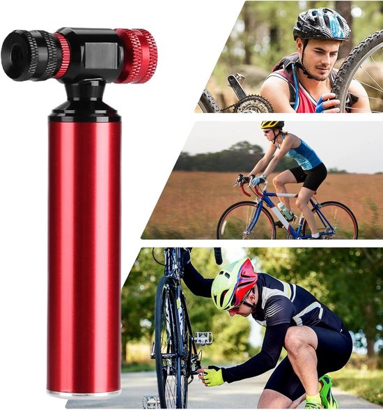 Fietspomp Voor Banden - Draagbare Fietspomp - Onderweg Banden Oppompen - Universeel Ventiel Compatibel - Compact Ontwerp - Zwart en Rood — afbeelding 3