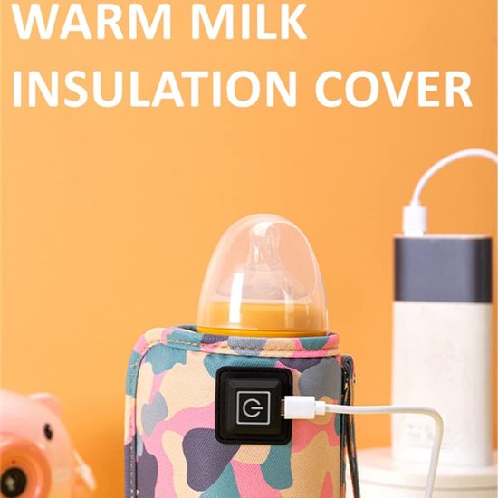 Baby Brew Bottle Warmer, USB Baby Bottle Warmer, Travel Bottle Warmer Portable Breast Milk Bottle Heaters 55-75mm for Travel Home Camouflage Pink — afbeelding 5