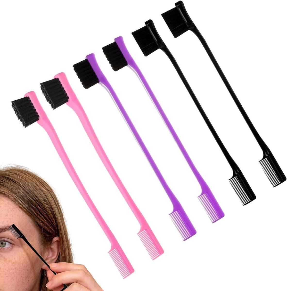 Haar Rand Borstel - Styling Tool - Netjes Haar Maken - Dubbelzijdig Ontwerp - 6 Stuks - Niet Gespecificeerd