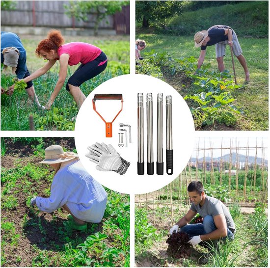 Tuinhak met Lange Steel - Onkruidsteker Grastrekker - Bodem Bewerken - Ergonomisch Antislip Handvat - 161 cm - Groen — afbeelding 4