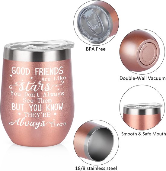 Geïsoleerde Mok - Reisbeker Thermobeker - Drinken Onderweg - Dubbele Wand Isolatie - 350 ml - Good Friends — afbeelding 5