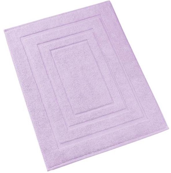 Lila badmat met concentrische vierkante ribbels, op een witte achtergrond.