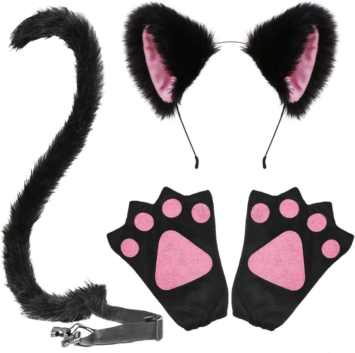 4-delige Faux Fur Fox Oren en Staart Set voor Cosplay en Feestkleding - Schattige Kostuums voor Volwassenen en Dames