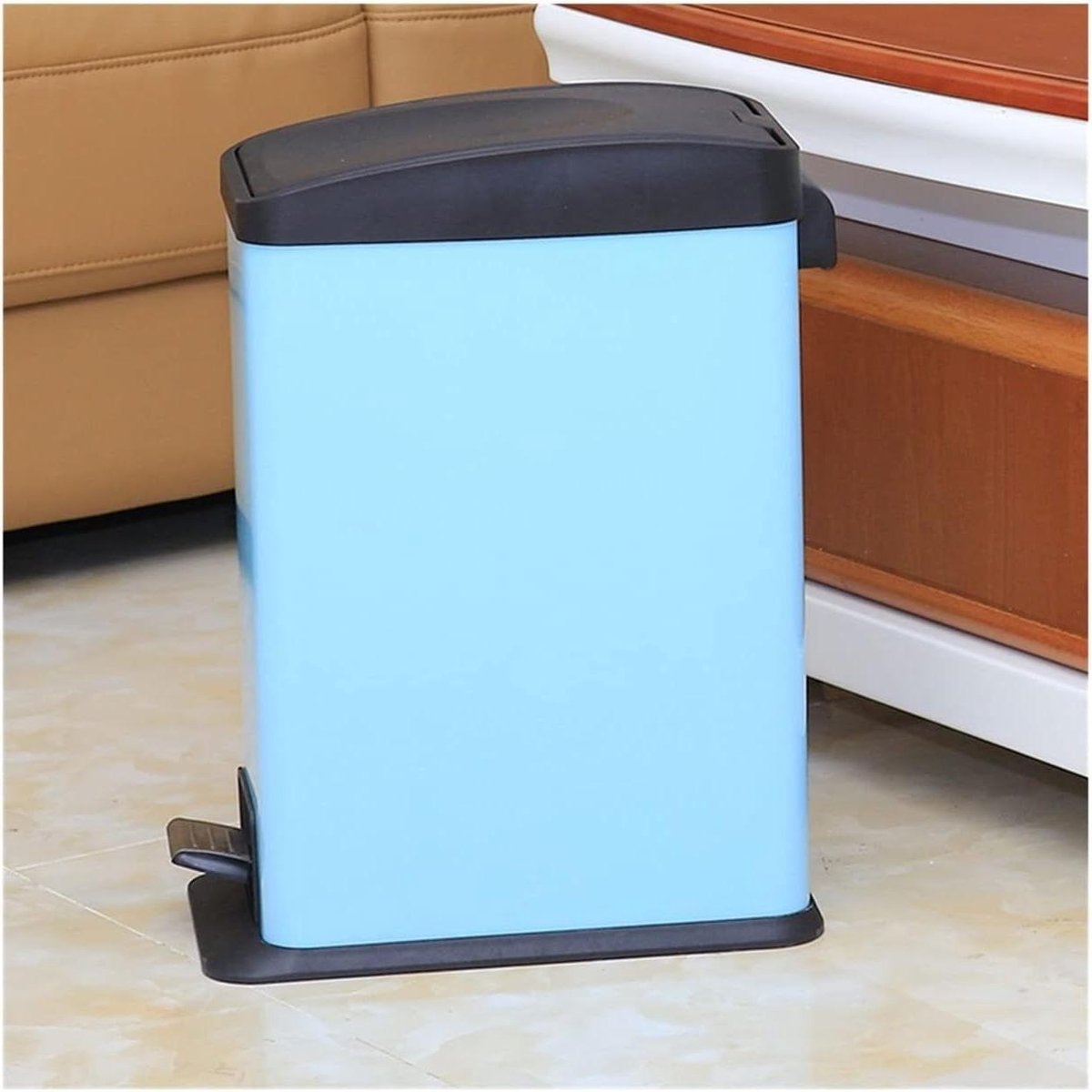 Prullenbak - Afvalbak - Ruimte Besparen - Smal Rechthoekig Ontwerp - 12 Liter - Blauw