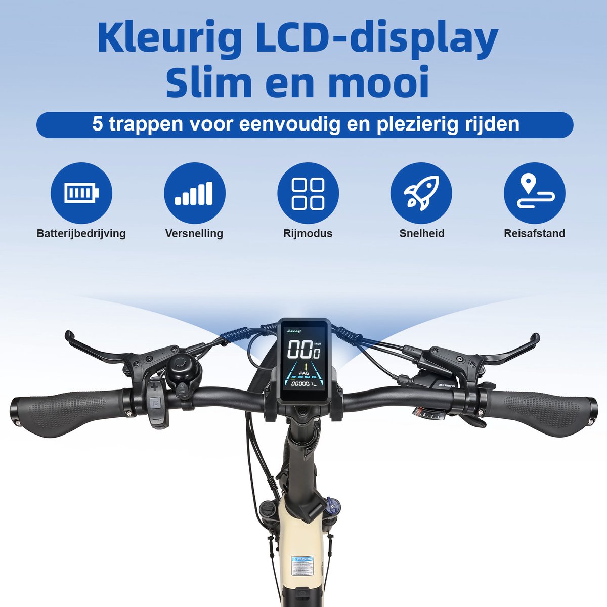 TTGO F7 Elektrische Fiets - 250W Motor - 48V15Ah Accu - 20 Inch Banden Vouwfiets - Max Snelheid 25km/u - Max Bereik 100-120 km - Shimano 7 Versnellingen - Beige thumbnail 6