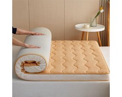 Japanse Futon Matras - Oprolbare Tatami - Comfortabel Slapen - Versterkte Randafwerking - 10 cm Dikte - Camel