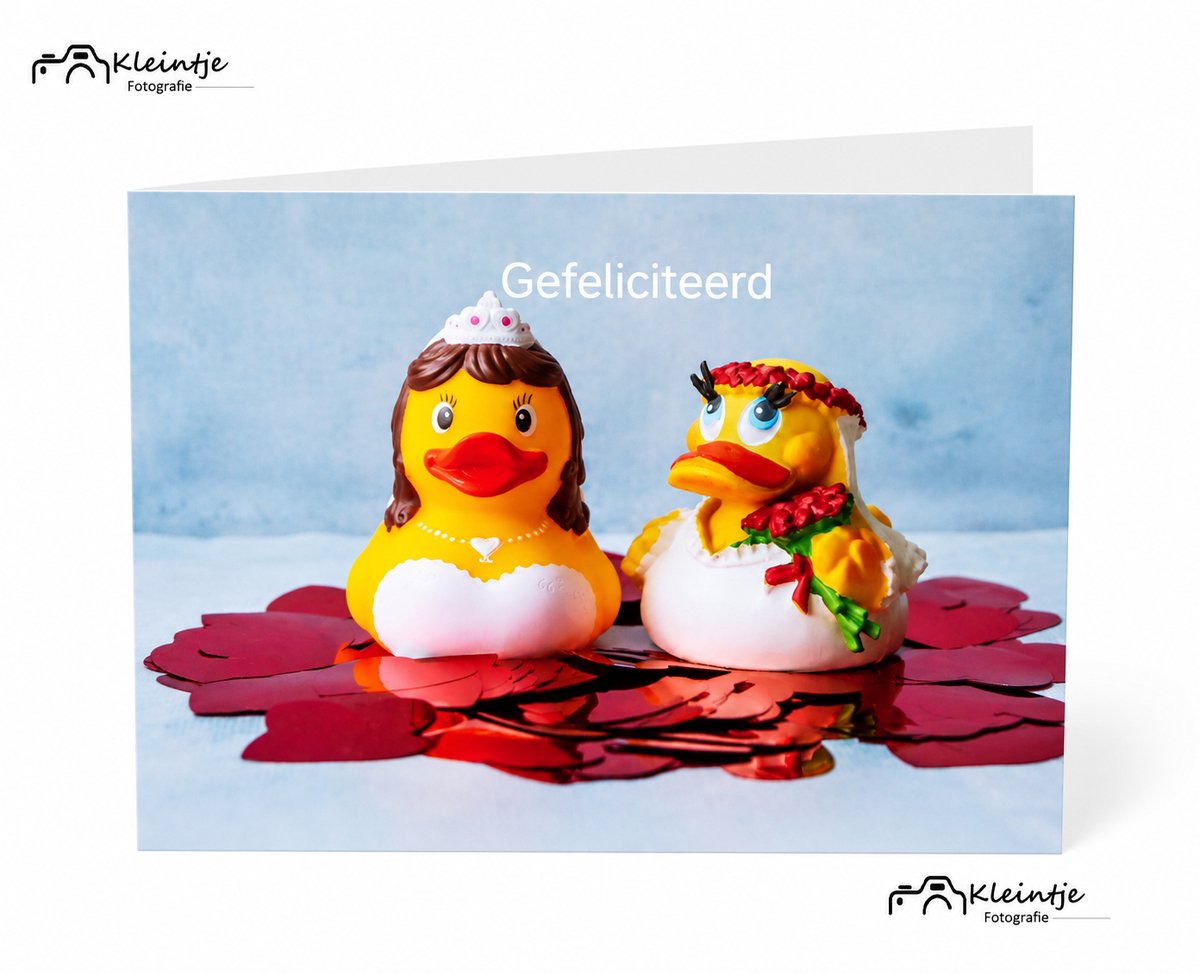 Trouwdag wenskaart – Badeendjes vrouwen | Kleintje Fotografie