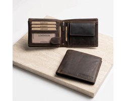 Lundholm Leren portemonnee heren leer portefeuille heren - cadeau voor man mannen cadeautjes heren portemonnee portefeuille - Heren RFID Billfold Bruin Hoogwaardig Rundleer - Vaderdag Cadeau Mannen Cadeautjes