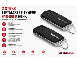 2 Stuks LiftMaster TX4EVF Handzender 868 MHz 4-kanaals voor Garagepoorten