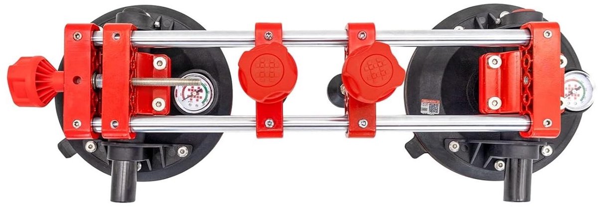 Steennaadzetter Zuignappen - Naad Verbinding Tool - Aanrechtblad Installeren - Met Manometer - 8 Inch - Rood