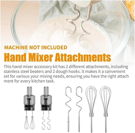 Deeghaak en Klopper - Mixer Accessoires - Deeg Kneden - Ergonomische Vorm - 10 x 10 x 10 cm — afbeelding 4