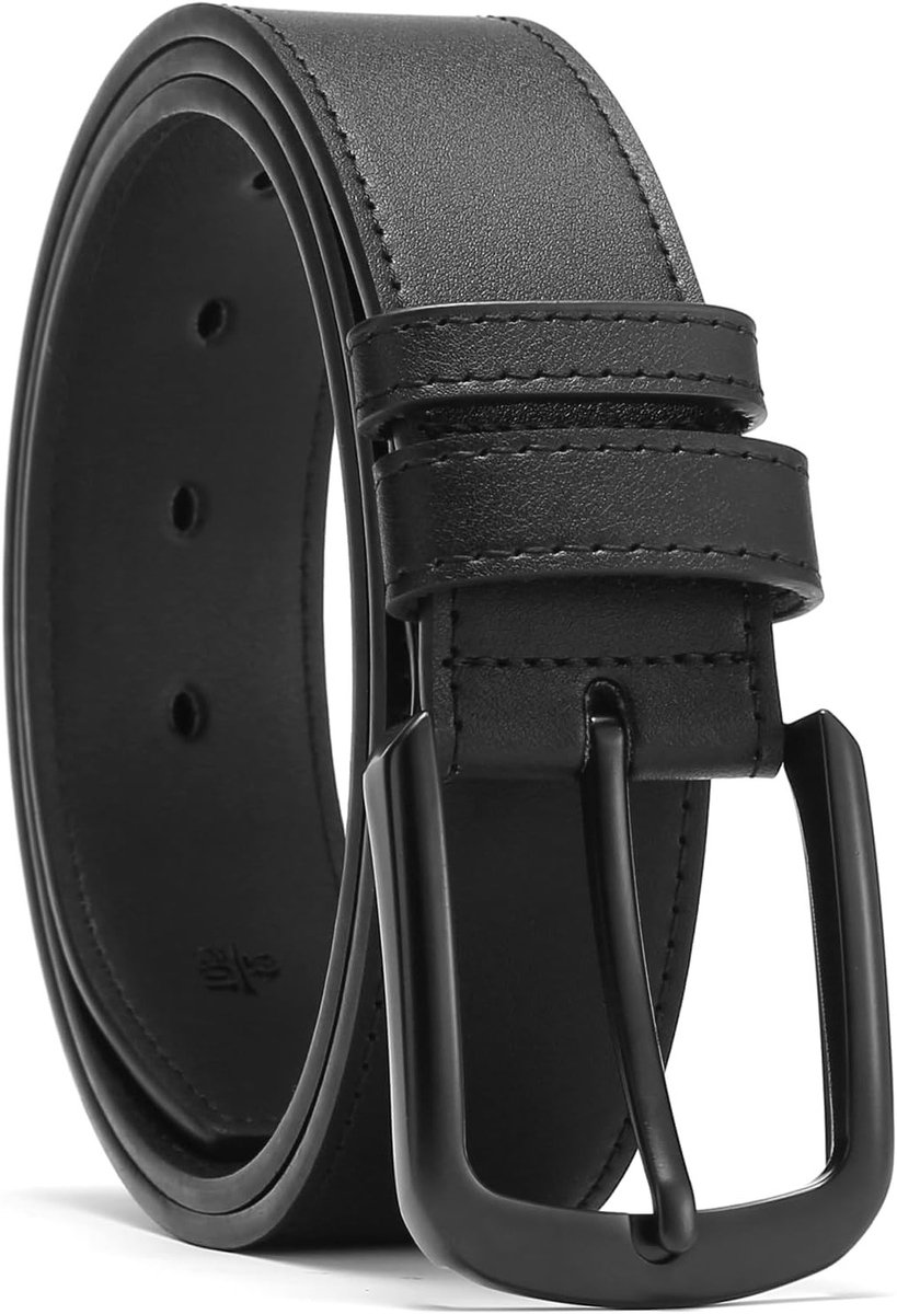 Leren Herenriem 38 mm Breed voor Jeans en Business Outfit, Verstelbaar met Cadeaubox, Zwart