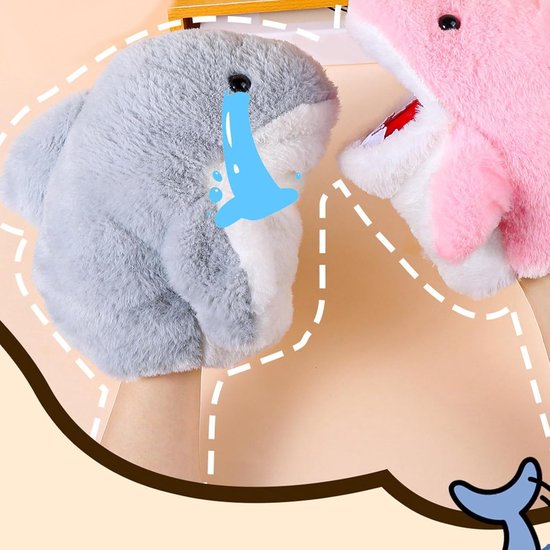 Handpop Pluche - Knuffelpop Dier - Verhalen Vertellen - Realistische Details - 25 cm - Grijs — afbeelding 2