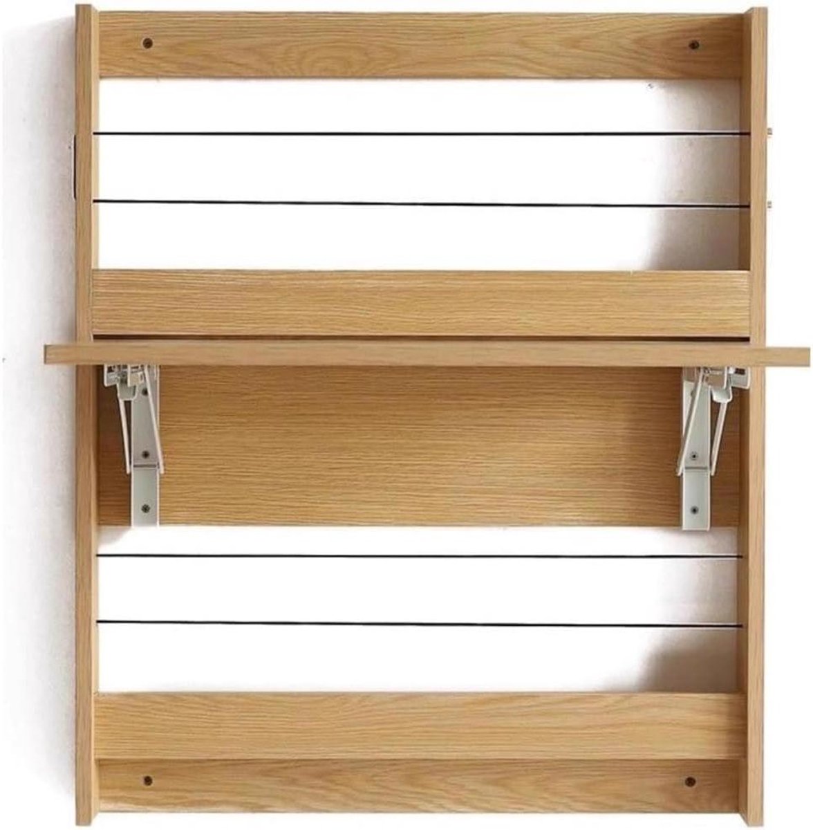 Wandbureau Klaptafel - Drijvende Tafel Bureau - Ruimte Besparen - Met Vergrendelingsmechanisme - 76 cm x 64 cm - Houtkleur