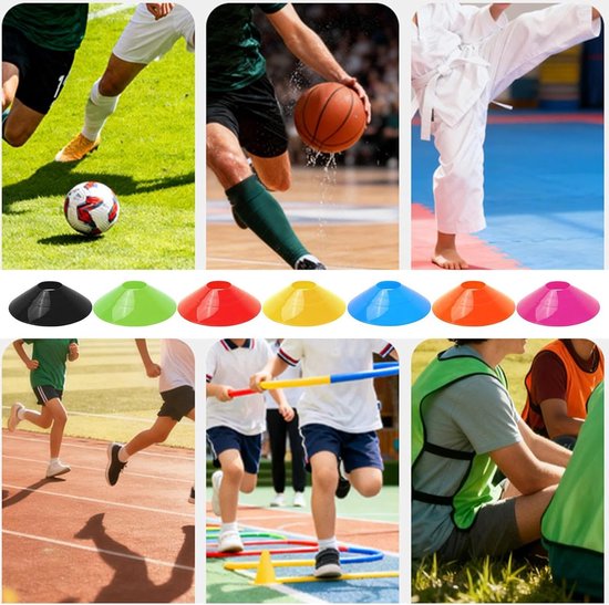 Schijfkegels - Markeerhoedenset Trainingskegels - Sporttraining - Duurzaam Rebound Ontwerp - 50 stuks - Gekleurd — afbeelding 5