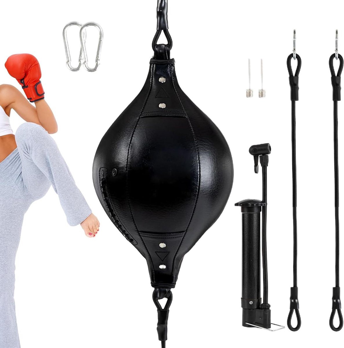 Bokstas Dubbel - Punchingbal - Coördinatie Training - Dubbel Elastisch Koord - 12 cm breed - Zwart