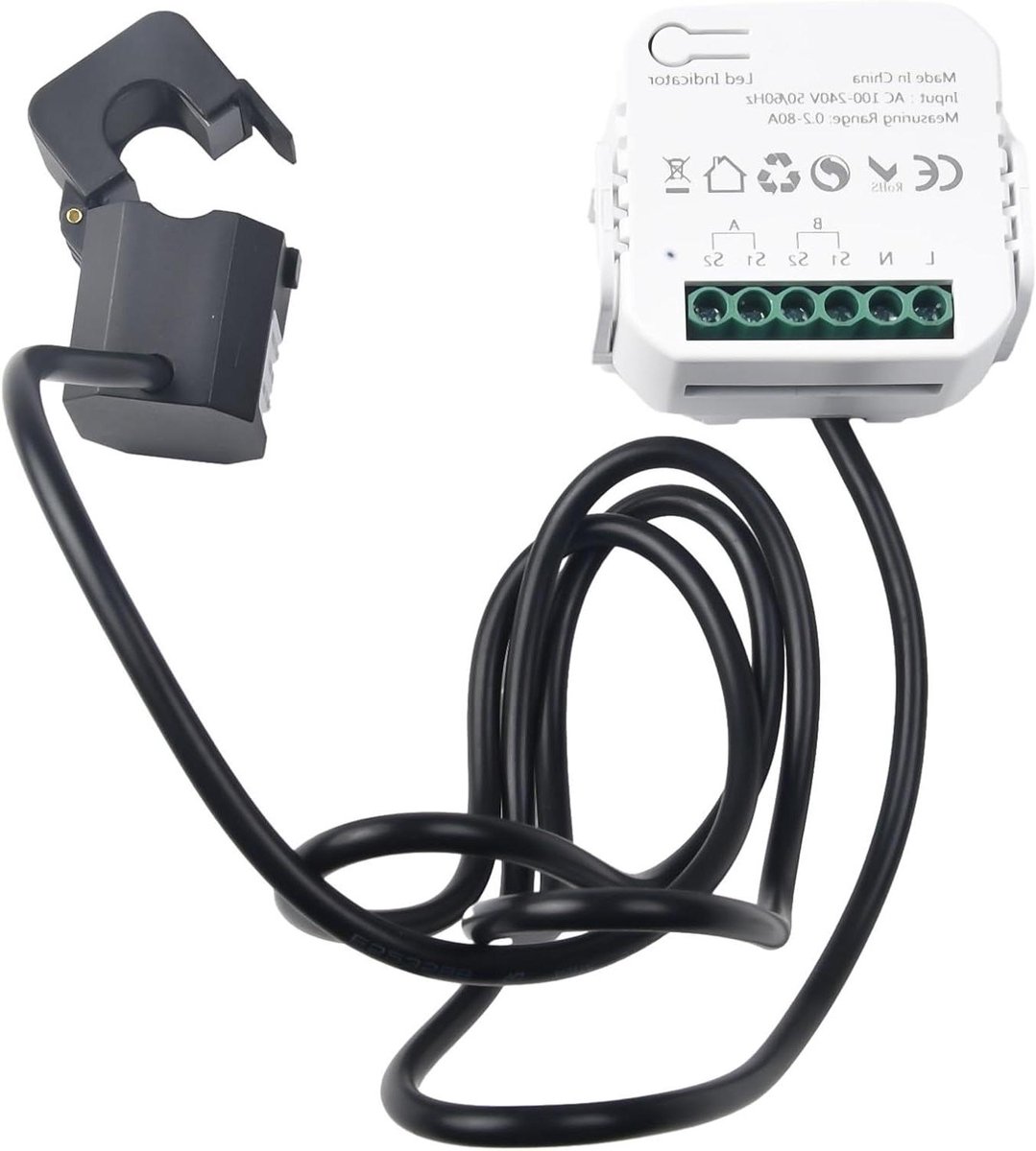 Slimme Energiemeter - Stroommonitor Wifi - Energieverbruik Monitoren - Twee Kanalen Meting - 100-240V AC 0.2-80A - Wit