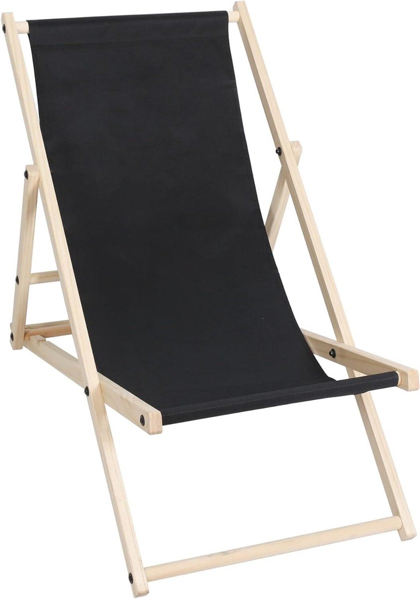 Opvouwbare Loungestoel - Strandstoel Tuinstoel - Buiten Ontspannen - Lichtgewicht Ontwerp - 107 x 56.5 x 81 cm - Zwart