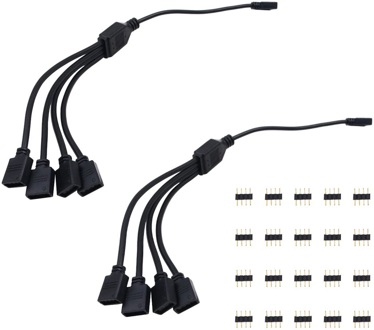 Dailygoody - LED Strip Splitter Kabel - 4 Pin RGB Splitter - 1 tot 4 Poorten - Zwart - LED Controller Connector - Geschikt voor RGB 5050 3528 2835 LED...