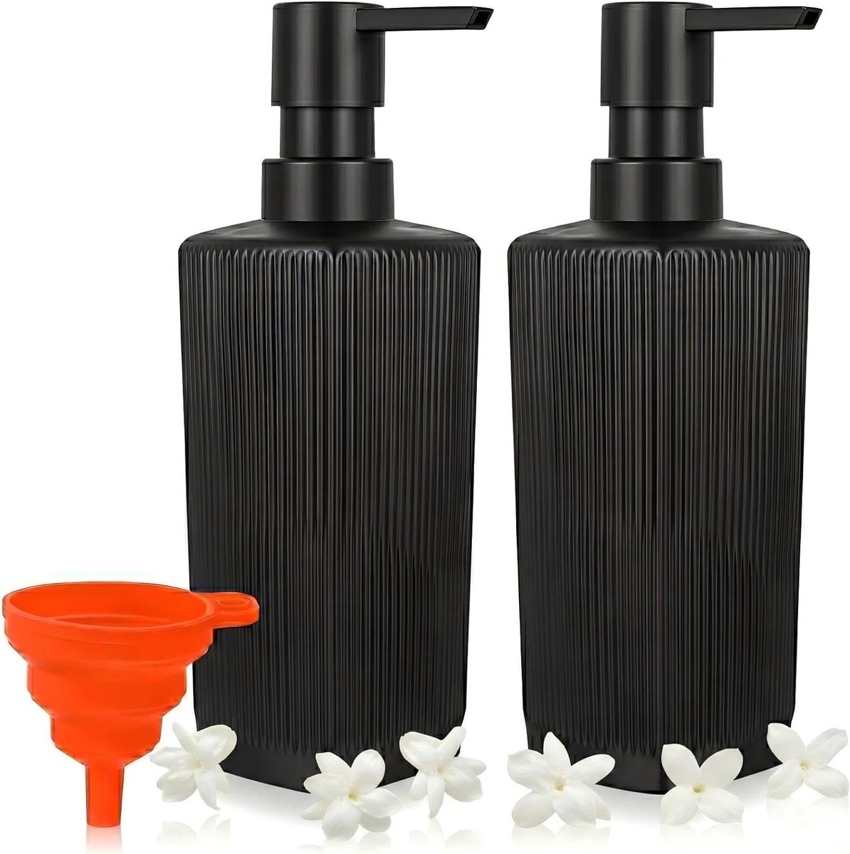 Glazen Zeepdispenser Set van 2 Stuks met Pomp - 350ml Handzeep Dispenser voor Keuken en Badkamer, Perfect voor Shampoo, Conditioner en Vloeibare Afwasmiddel