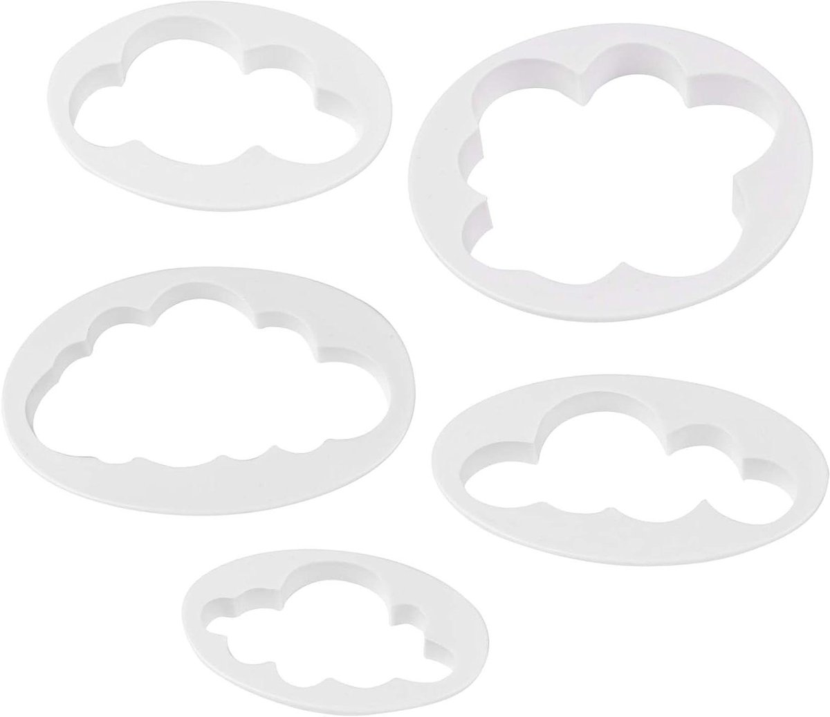 Bakvorm Wolk - Koekjes Uitsteekvorm - Taart Decoratie - Voedselveilig Plastic - 5 Stuks - Wit