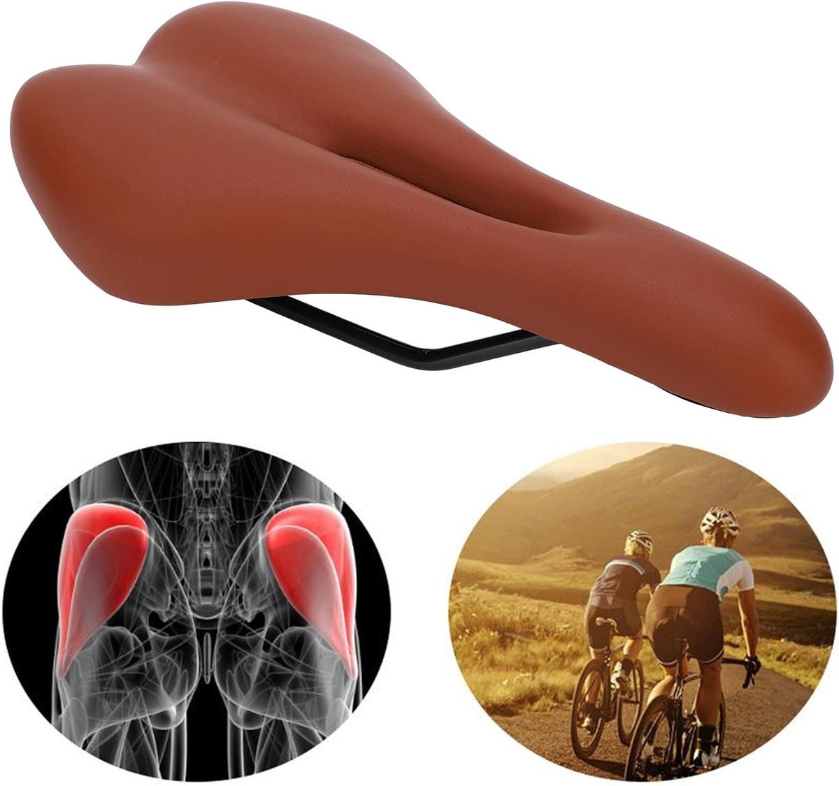 Dikke Fietszadel met Holle Middenontwerp - Schokabsorberend en Comfortabel voor Mountainbikes, Racefietsen en Stadsfietsen