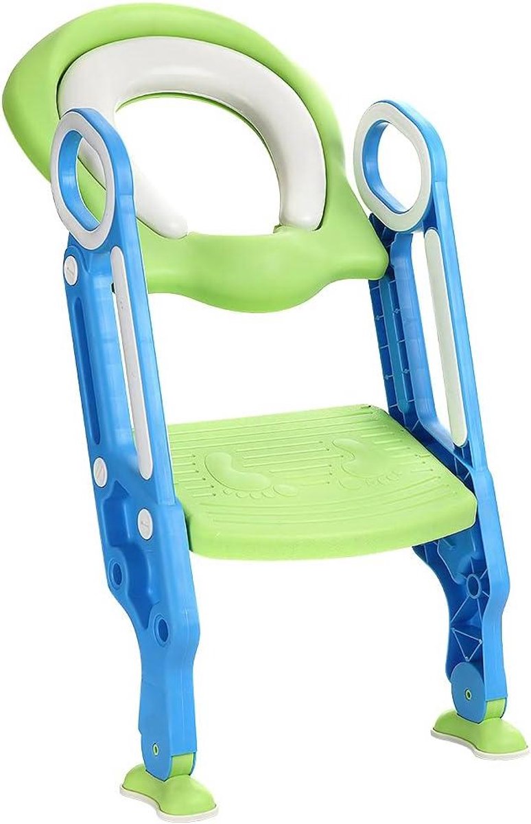 Baby Toiletbril - Kinder Potty Trainer - Zindelijkheidstraining - Antislip en Verstelbaar - Geschikt voor 38-42 cm toilet - Blauw Groen
