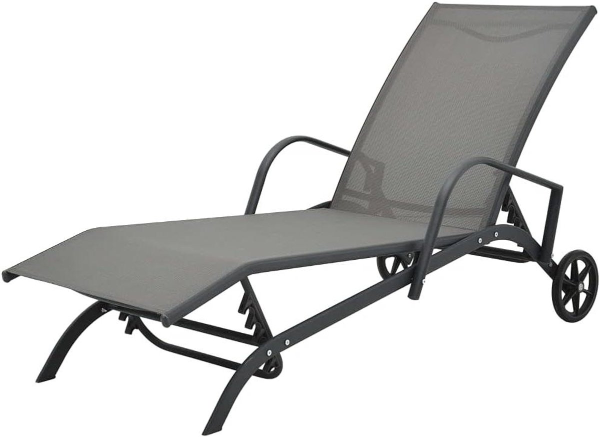 Ligstoel - Tuinstoel Strandstoel - Ontspannen in de tuin - Verstelbare rugleuning - 200 x 58 x 32 cm - Grijs