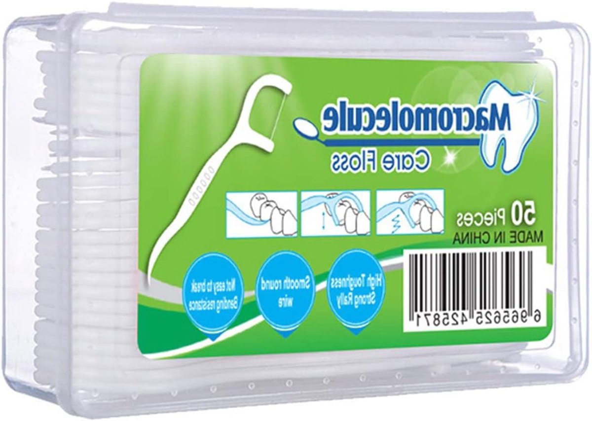Tandenstokers met Floss - Flos Picks - Mondverzorging - 2-in-1 Interdentale Reiniging - 50 stuks - Wit