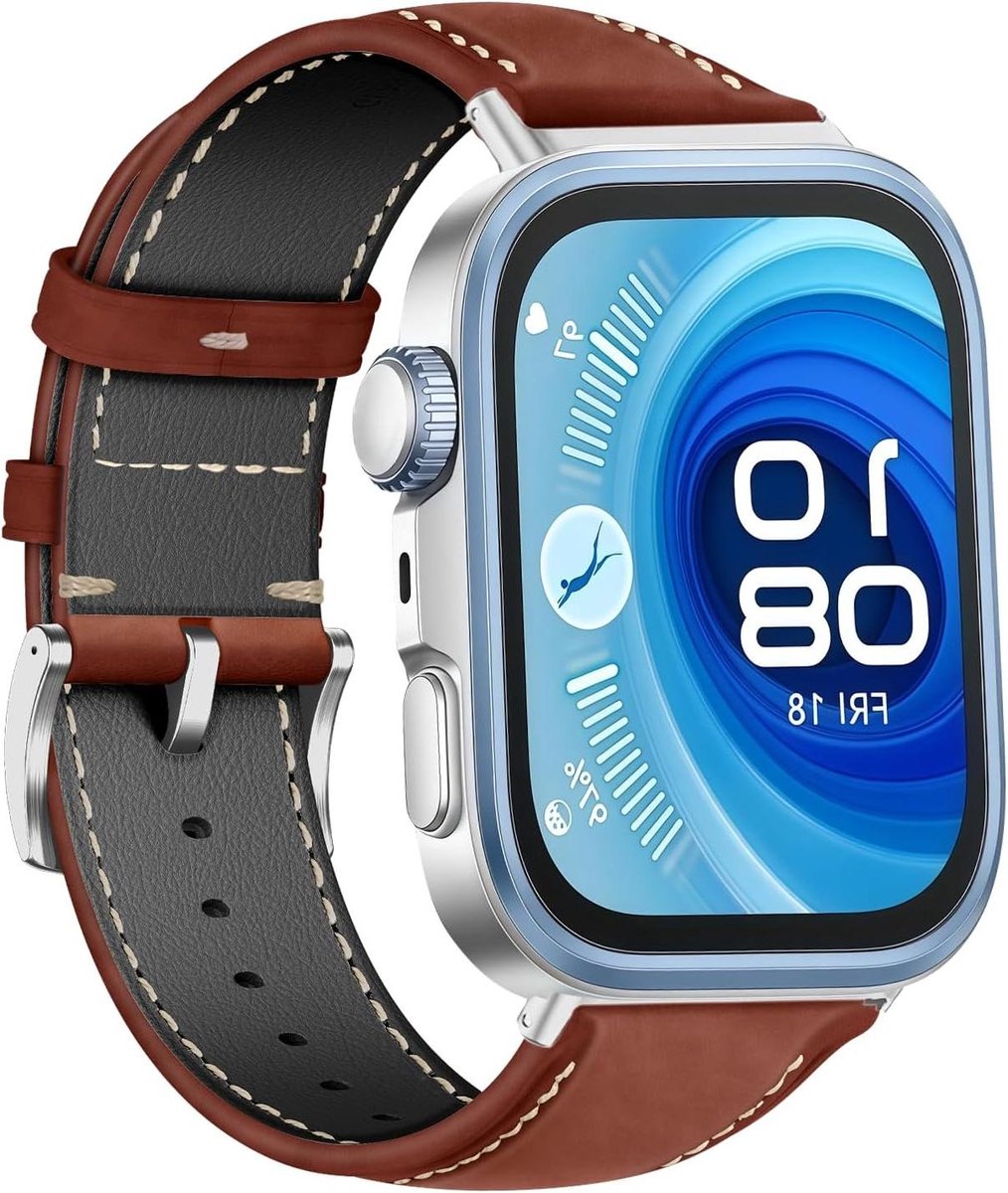 Leren Horlogeband - Reserveband Polshorloge - Smartwatch Personaliseren - Gewaxt GeOlied Leer - 10 x 5 x 09 cm - Roodbruin