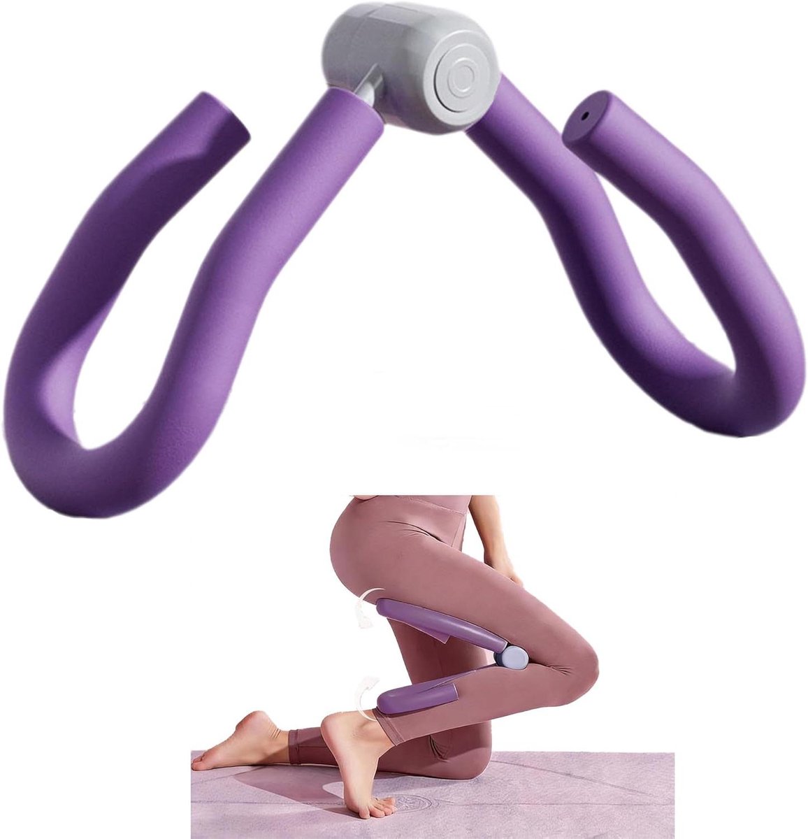 Dijbeentrainer Bekkenbodemtrainer - Heuptrainer Zittrainer - Thuis Fitness - Ergonomisch Gebogen Ontwerp - 40 x 12 x 22 cm - Paars