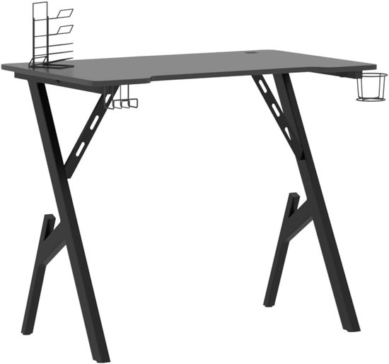 Gaming bureau - Computertafel Secretaire - Thuiswerken Gamen - Y-frame Stabiliteit - 90 x 60 x 75 cm - Zwart — afbeelding 5