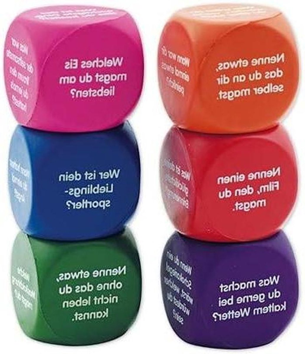 Fluisterdobbelstenen Set - Zwijgende Dobbelstenen - Spel Spelen - Duitse Vragen - 4 cm - Zwart