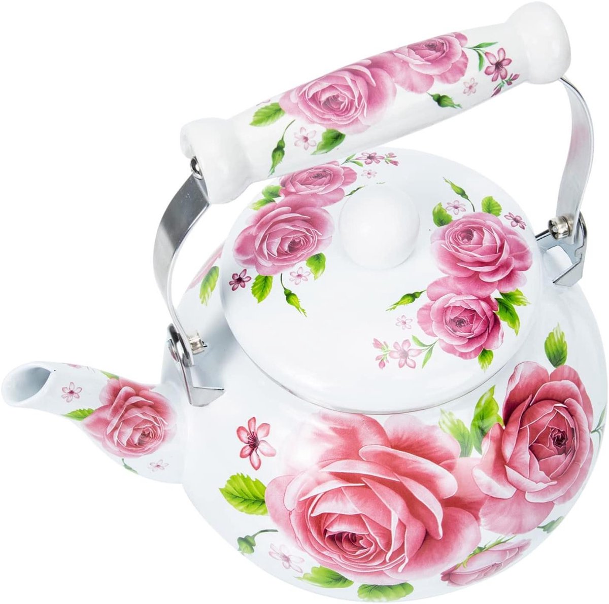 Emaille Waterkoker - Theepot Turkse Koffiepot - Koffie en Thee Zetten - Roestvrijstalen Can - 2.5 Liter - Wit