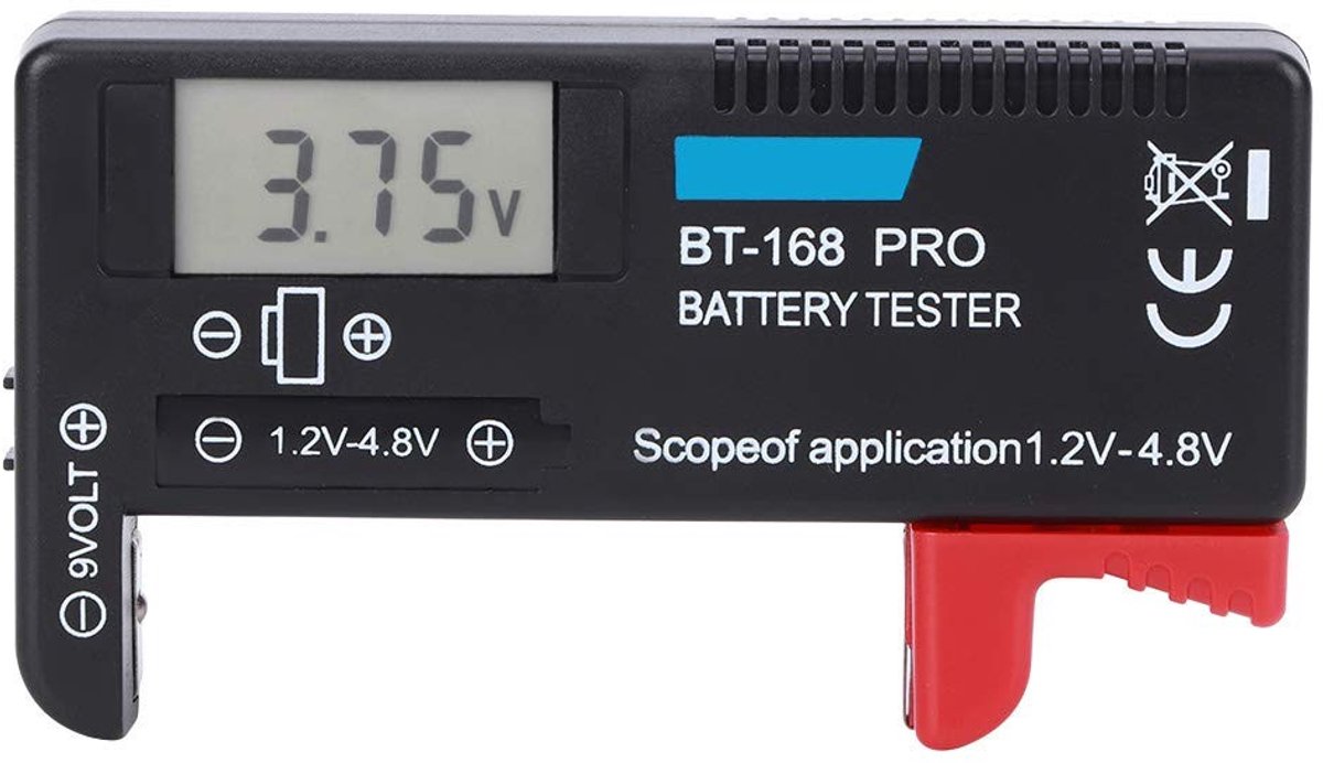 Dailygoody - Batterietester - Digitale batterijtester - Compact en draagbaar - Geschikt voor AA batterijen - Capaciteitstest in seconden - Voor e