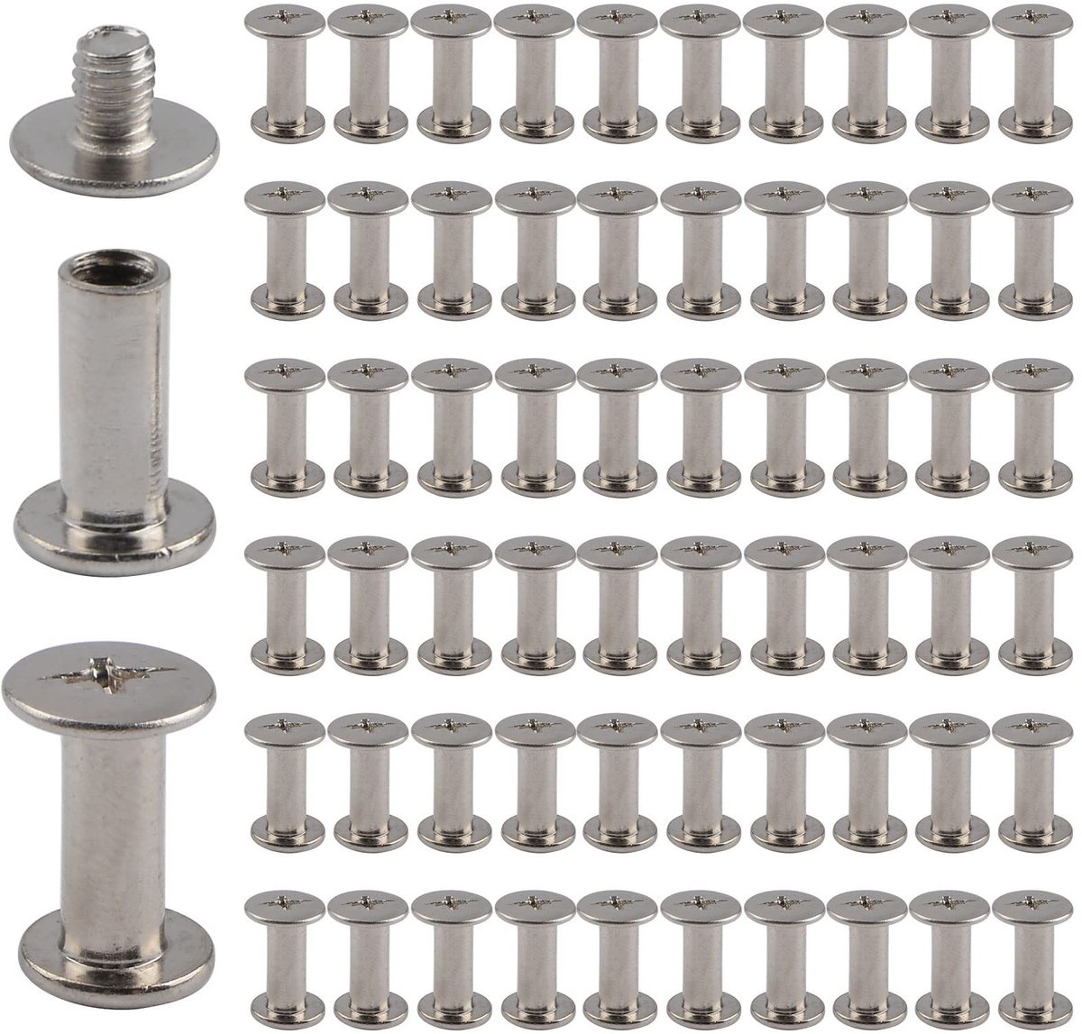 Dailygoody - Kruiskopschroeven - Chicagoer bindingsschroeven - Eenvoudig te installeren - Zilverkleurig - Vernikkeld - Perfect voor houtbewerking