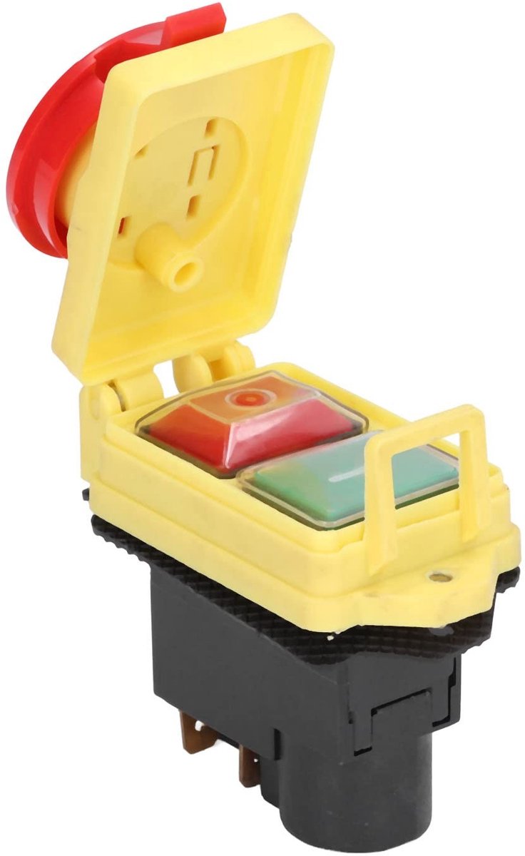 Dailygoody - 250V Industriële Elektromagnetische Schakelaar - Waterdicht Drukknop - Veilig en Milieuvriendelijk - Compact Formaat - Voor Snijmachine -