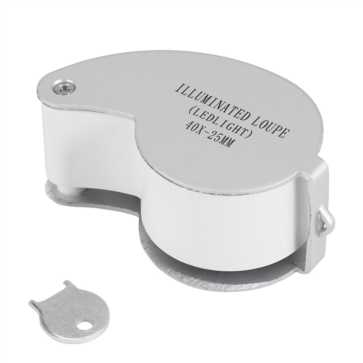 Glazen sieradenloep – 40x vergroting, 25 mm diameter, met vergrootglas en 2 heldere LED's.
