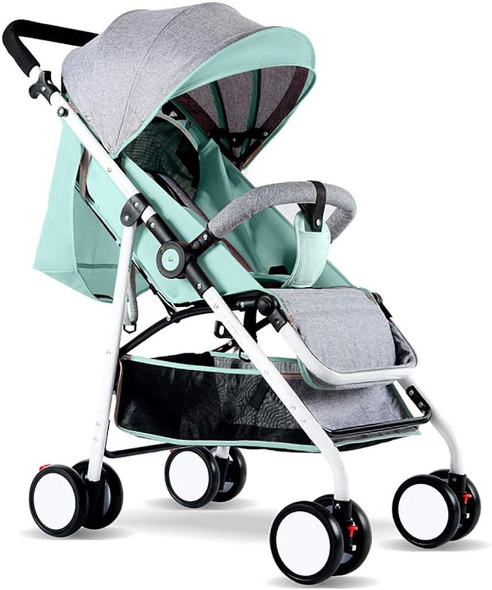 Kinderwagen Multifunctioneel - Babybuggy Opvouwbaar - Reizen met baby - Vierwielophanging - 70x50x101 cm - Groen