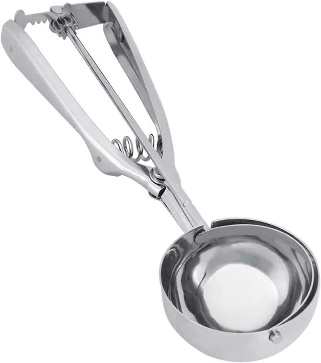 Ijsschep - IJsladle Koekjesschep - Desserts Maken - Ergonomisch Handvat - 6 cm - Zilver