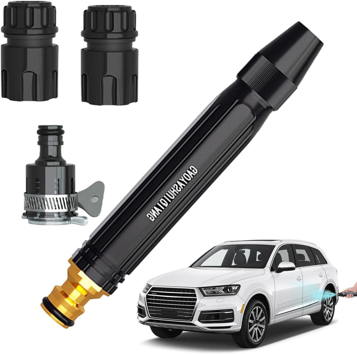 Metalen Hogedruk Sproeier - Tuinsproeier Slang - Auto's Reinigen - Verstelbaar Waterpatroon - 16 cm - Zilver