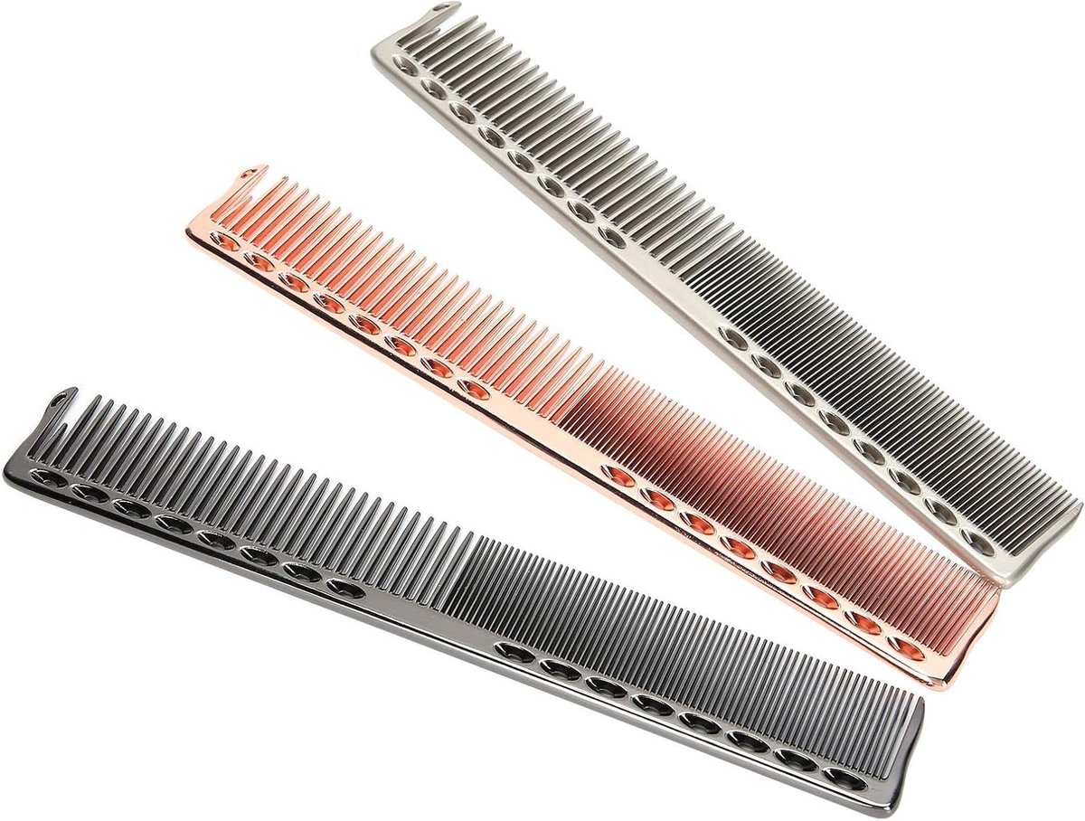 Aluminium Kam Set - Kappers Tool - Haar Stylen - Statisch Vrij - 3 Stuks - Rose Goud