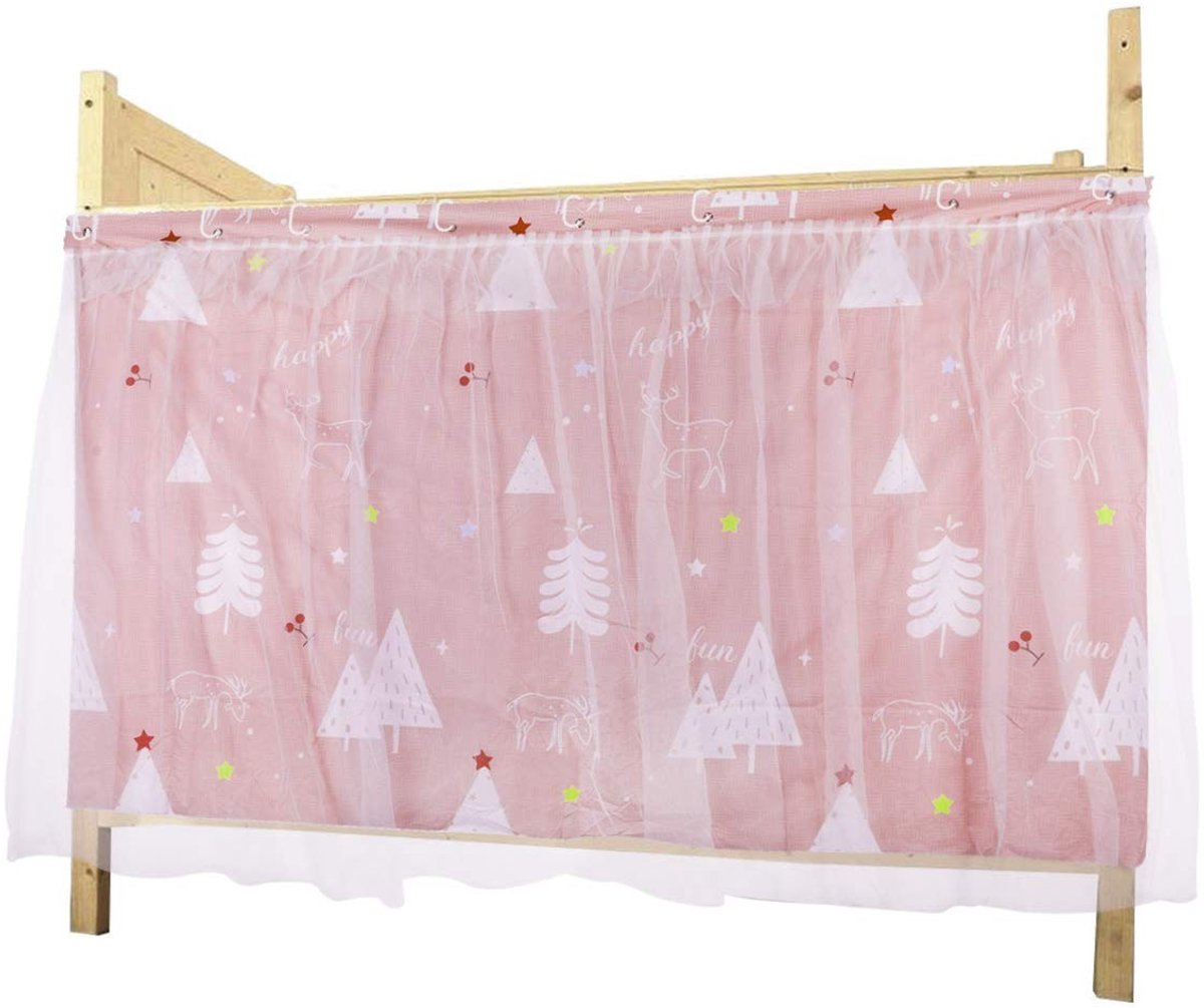 Dailygoody - Bedgordijn - Hoogslaper - Duurzaam en eenvoudig te installeren - Roze - Kinderbed - Geschikt voor kinderkamer - 1,15 x 2 m